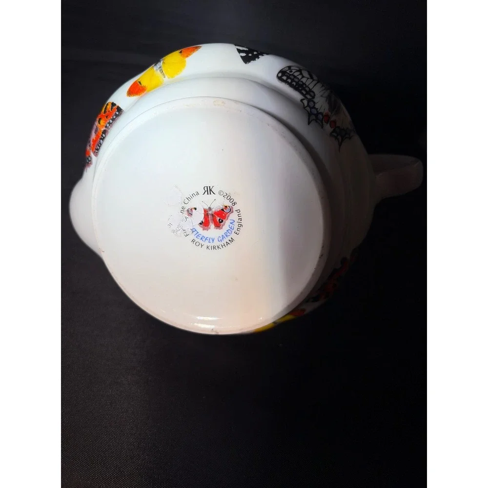 Roy Kirkham Butterfly Garden Fine Bone China Teapot Made in England 2008 White